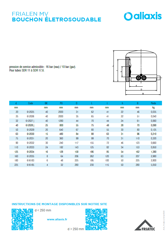 Frialen MV - Bouchon électrosoudable