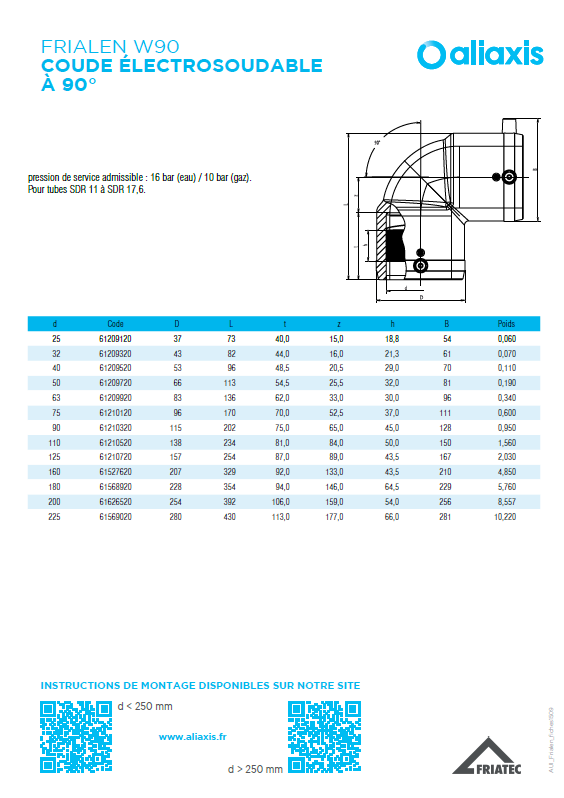 Frialen W90 - Coude électrosoudable à 90°