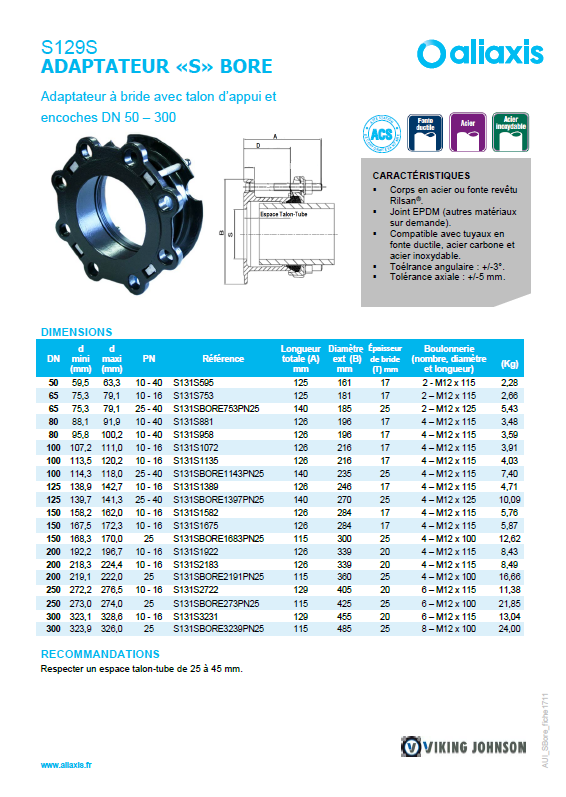 S129S - Adaptateur S Bore