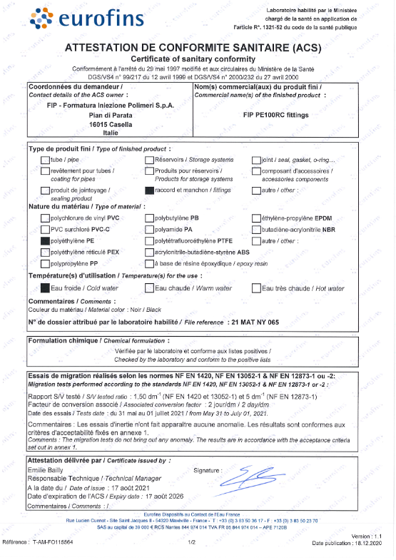 ACS PE100-RC fittings - FIP ACS PE100-RC fittings - FIP