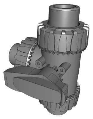 LKDAV | DUAL BLOCK® 3-way ball valve with female ends for solvent welding, ASTM series LKDAV - L-port ball
