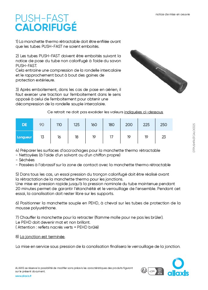 Notice de pose PUSH-FAST® Notice de pose PUSH-FAST®