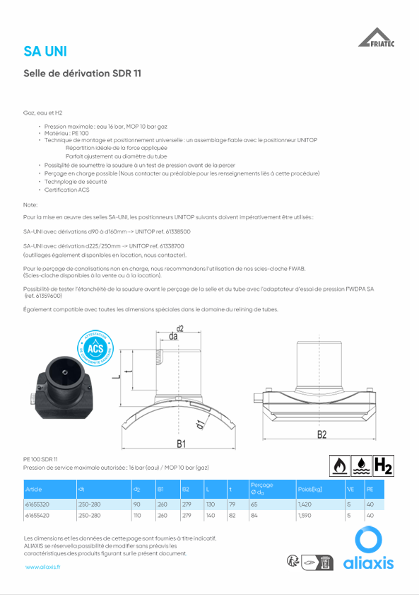 Document technique - Selle de dérivation