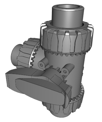 TKDAV | DUAL BLOCK® 3-way ball valve with female ends for solvent welding, ASTM series TKDAV - T-port ball