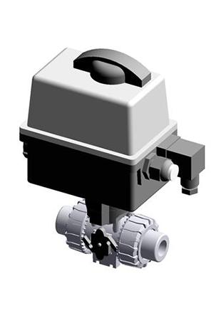 VKDAV/CE 24 V AC/DC | Electrically actuated DUAL BLOCK® ball valve with ASTM series plain socket ends for solvent welding and electric actuator 24 V AC/DC