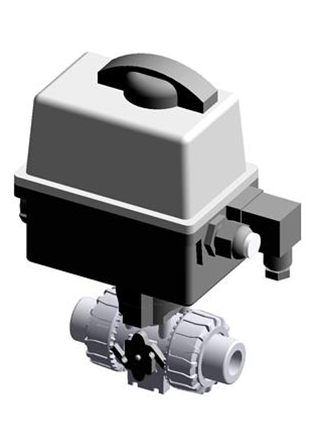 VKDAV/CE 90-240 V AC | Electrically actuated DUAL BLOCK® ball valve with ASTM series plain socket ends for solvent welding and electric actuator multivolt 90-240 V AC 50-60 Hz