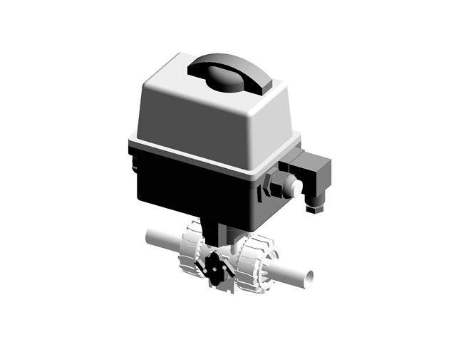VKDBF/CE 24 V AC/DC | Electrically actuated DUAL BLOCK® ball valve with PVDF SDR 21 metric long spigot ends (CVDF) for butt welding and electric actuator 24 V AC/DC
