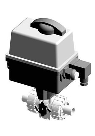 VKDDF/CE 24 V AC/DC | Electrically actuated DUAL BLOCK® ball valve with metric plain spigot ends for socket welding and electric actuator 24 V AC/DC