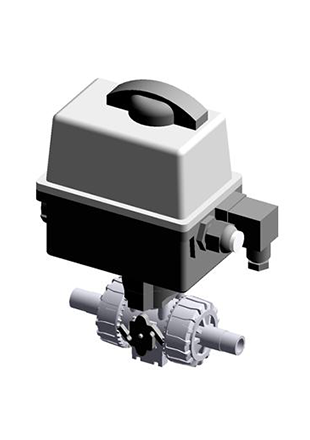 VKDDV/CE 24 V AC/DC | Electrically actuated DUAL BLOCK® ball valve with metric plain spigot ends for solvent welding and electric actuator 24 V AC/DC