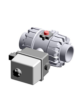 VKDJV/CE 90-240 V AC | Electrically actuated DUAL BLOCK® ball valve with JIS series plain socket ends for solvent welding and electric actuator multivolt 90-240 V AC 50-60 Hz