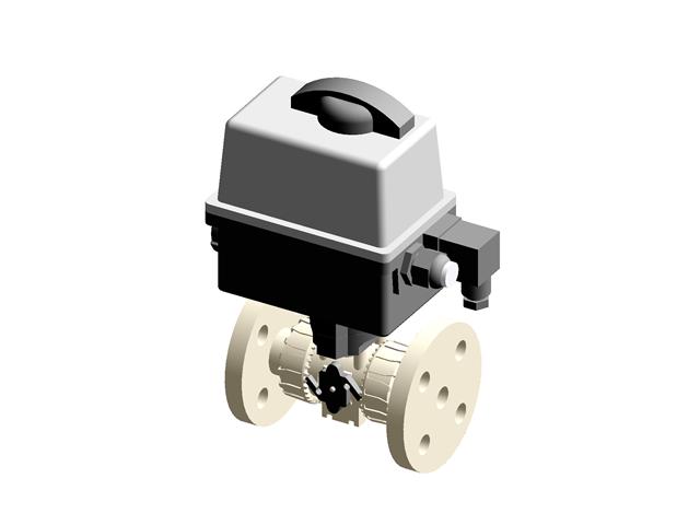 VKDOM/CE 24 V AC/DC | Electrically actuated DUAL BLOCK® ball valve with DIN 2501 - EN 1092 fixed flanges, face to face according to EN 558-1 and electric actuator 24 V AC/DC