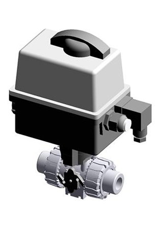 VKRAV/CE 24 V AC/DC 4-20 mA | Electrically actuated DUAL BLOCK® regulating ball valve with ASTM series plain female end for solvent welding and modulating electric actuator 24 V AC/DC