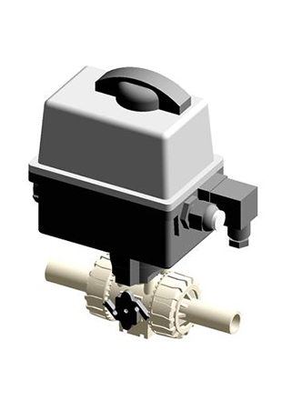 VKRBM/CE 24 V AC/DC 4-20 mA | Electrically actuated DUAL BLOCK® regulating ball valve with PP-H SDR 11 metric long spigot ends (CVDM) for welding and modulating electric actuator 24 V AC/DC