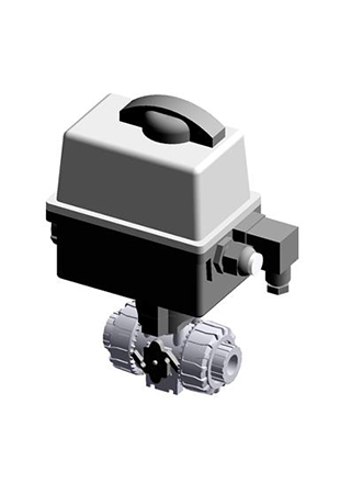 VKRDV/CE 90-240 V AC 4-20 mA | Electrically actuated DUAL BLOCK® regulating ball valve with metric plain spigot ends for solvent welding and modulating electric actuator multivolt 90-240 V AC 50-60 Hz