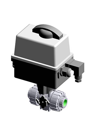 VKRGV/CE 24 V AC/DC 4-20 mA | Electrically actuated DUAL BLOCK® regulating ball valve with JIS series threaded female end for solvent welding and modulating electric actuator 24 V AC/DC