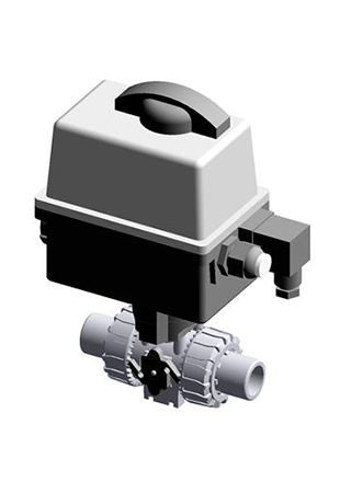 VKRJV/CE 24 V AC/DC 4-20 mA | Electrically actuated DUAL BLOCK® regulating ball valve with JIS series plain female end for solvent welding and modulating electric actuator 24 V AC/DC