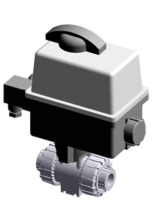 VKRLV/CE 24 V AC/DC 4-20 mA | Electrically actuated DUAL BLOCK® regulating ball valve with BS socket for solvent welding and modulating electric actuator 24 V AC/DC