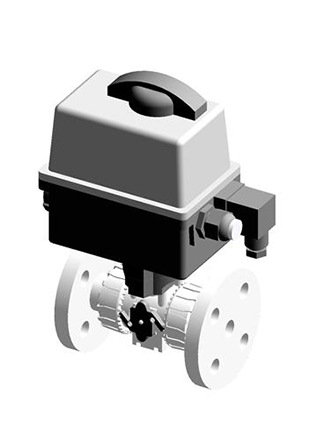 VKROF/CE 90-240 V AC 4-20 mA | Electrically actuated DUAL BLOCK® regulating ball valve with with DIN 2501 - EN 1092 fixed flanges, face to face according to EN 558-1 and modulating electric actuator multivolt 90-240 V AC 50-