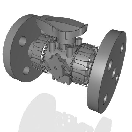 VKROV | DUAL BLOCK® regulating ball valve with EN/ISO/DIN fixed flange, drilled PN10/16. Face to face according to EN 558-1