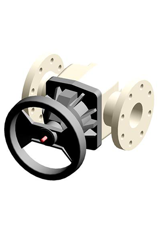 VMOM | Diaphragm valve with flanged monolithic body, drilled PN10/16. Face to face according to EN 558-1