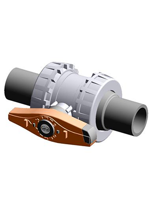 VXEBEV | Easyfit 2-way ball valve with PE100 SDR 11 male connectors for butt welding or electrofusion (CVDE)
